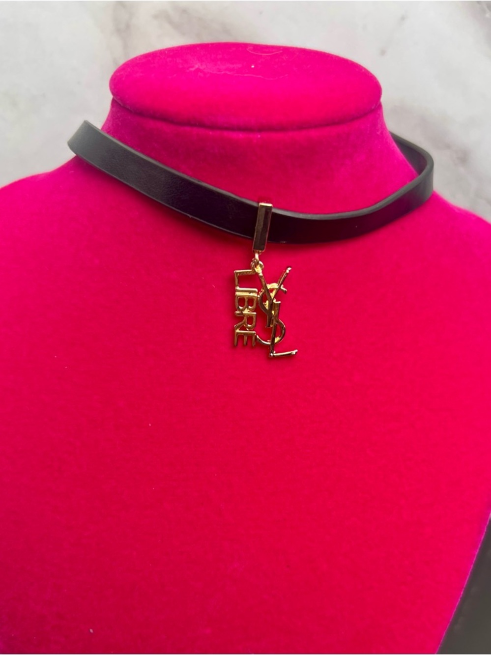 Yves Saint Laurent (YSL) Libre leather charm choker necklace/wrist wrap 13” NWOT - Picture 2 of 6